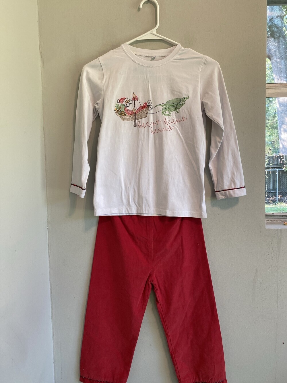 Rare Louisiana Southern Style Santa Alligator Christmas Outfit Set Kids Size 8